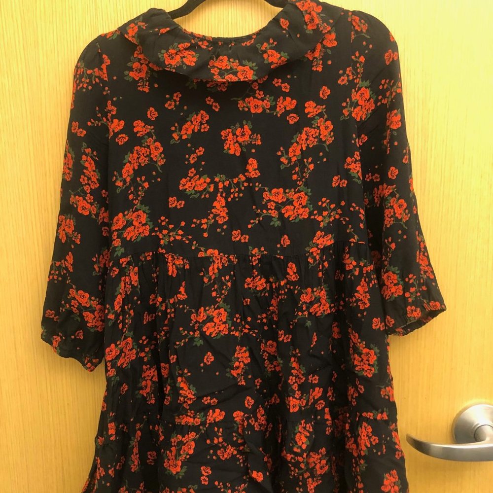 Zara Black Floral Swing Dress